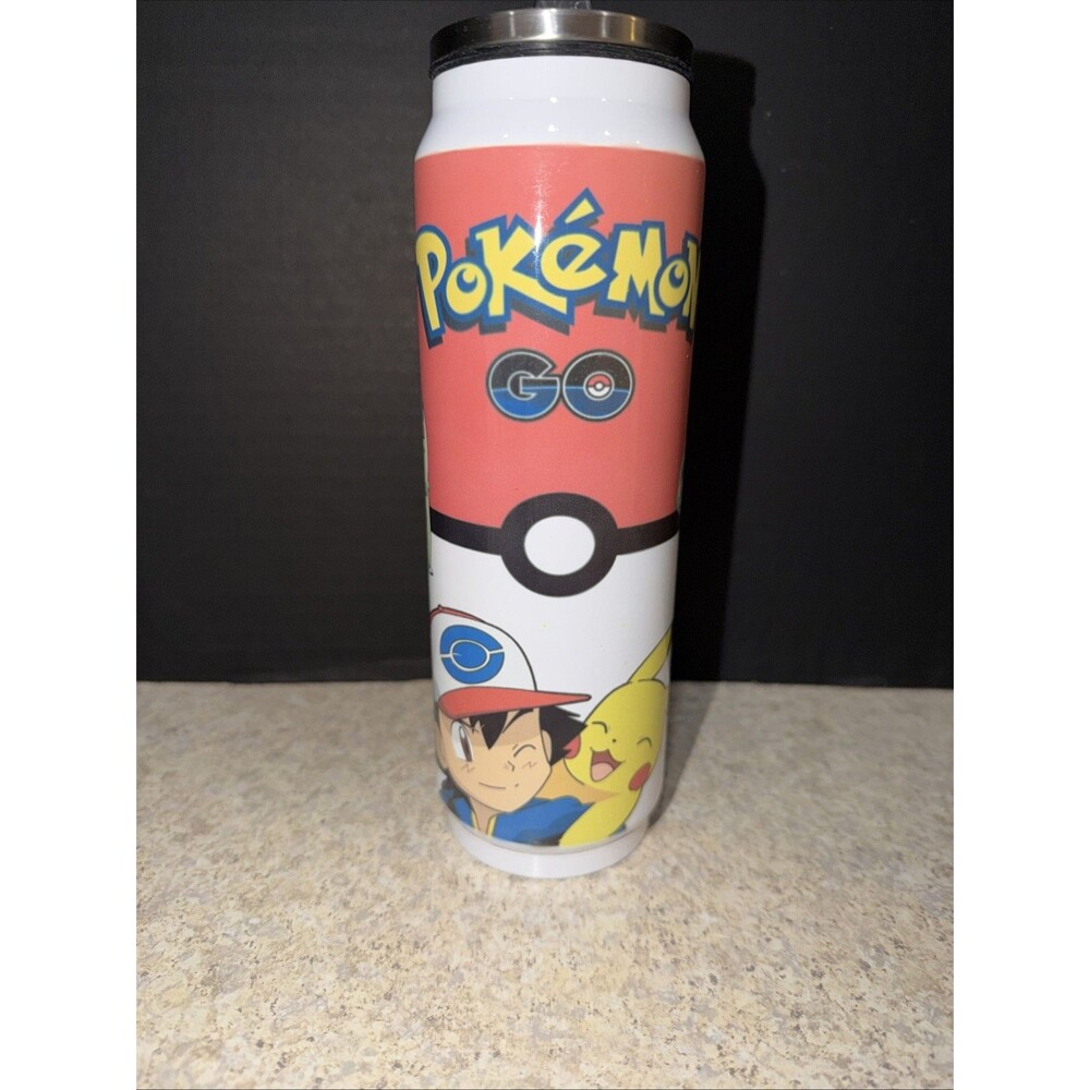 20 Oz Skinny Tumbler, Pokémon, Pokémon’s Go,  Pikachu, Ash, Squirtle